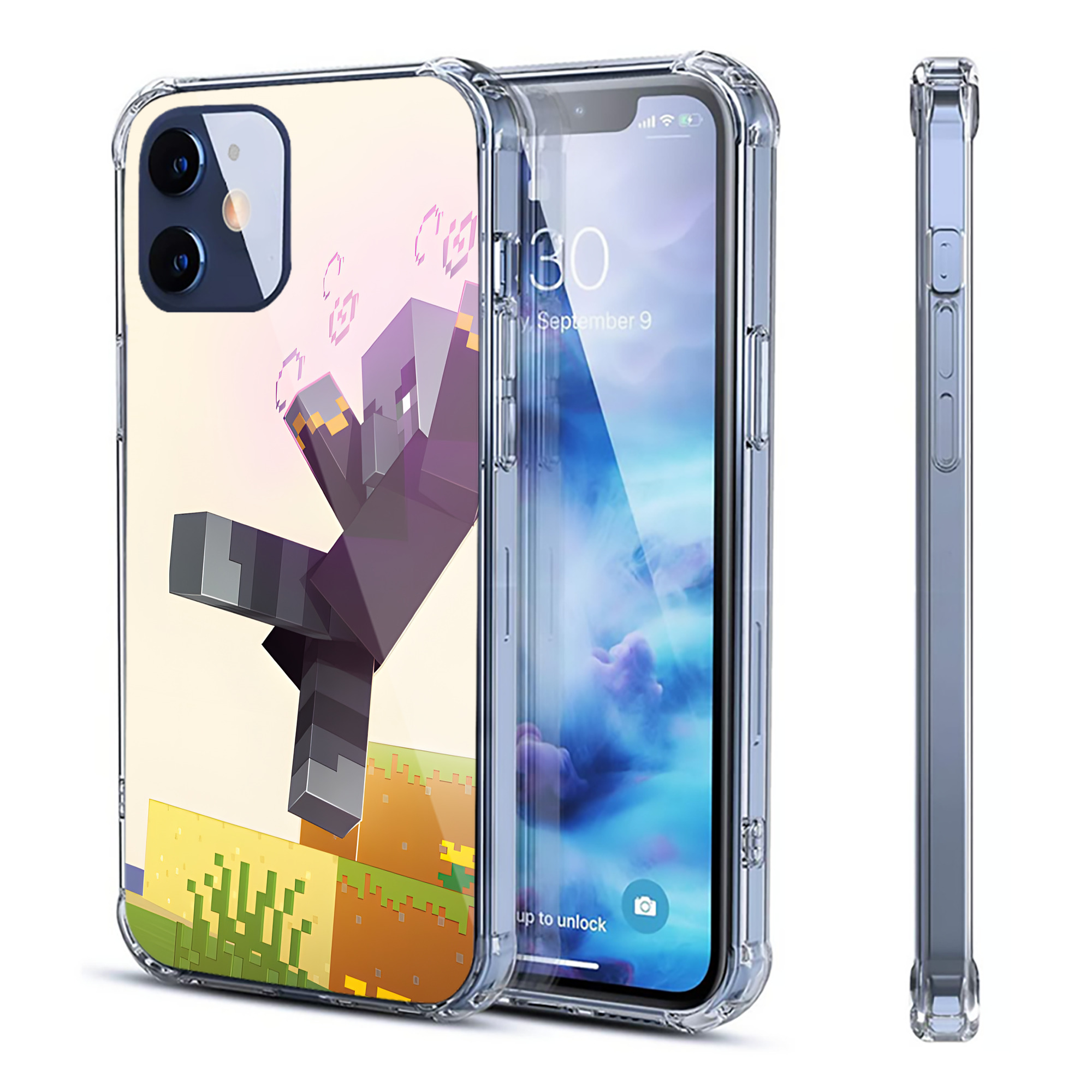 （画像用） マインクラフト ブロックの世界 Minecraft MC Block world 【iPhone 12シリーズ対応】透明スマホケース（クリアソフトケース）